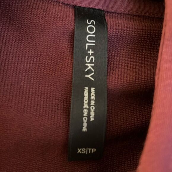 Soul + Sky womens sweatshirt Size XS Port Luxe Terry Drawstring Hooded slits NWT - Picture 3 of 8